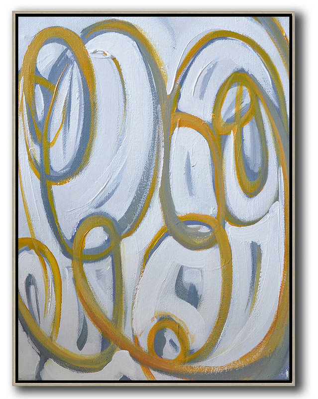 Extra Large Textured Painting On Canvas,Vertical Contemporary Art,Huge Abstract Canvas Art Yellow,White,Purple Grey